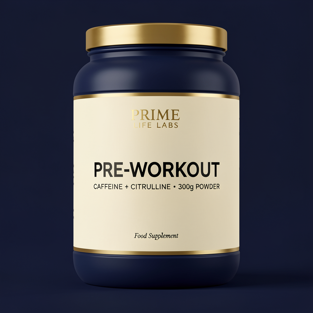 Pre-Workout supplement tub